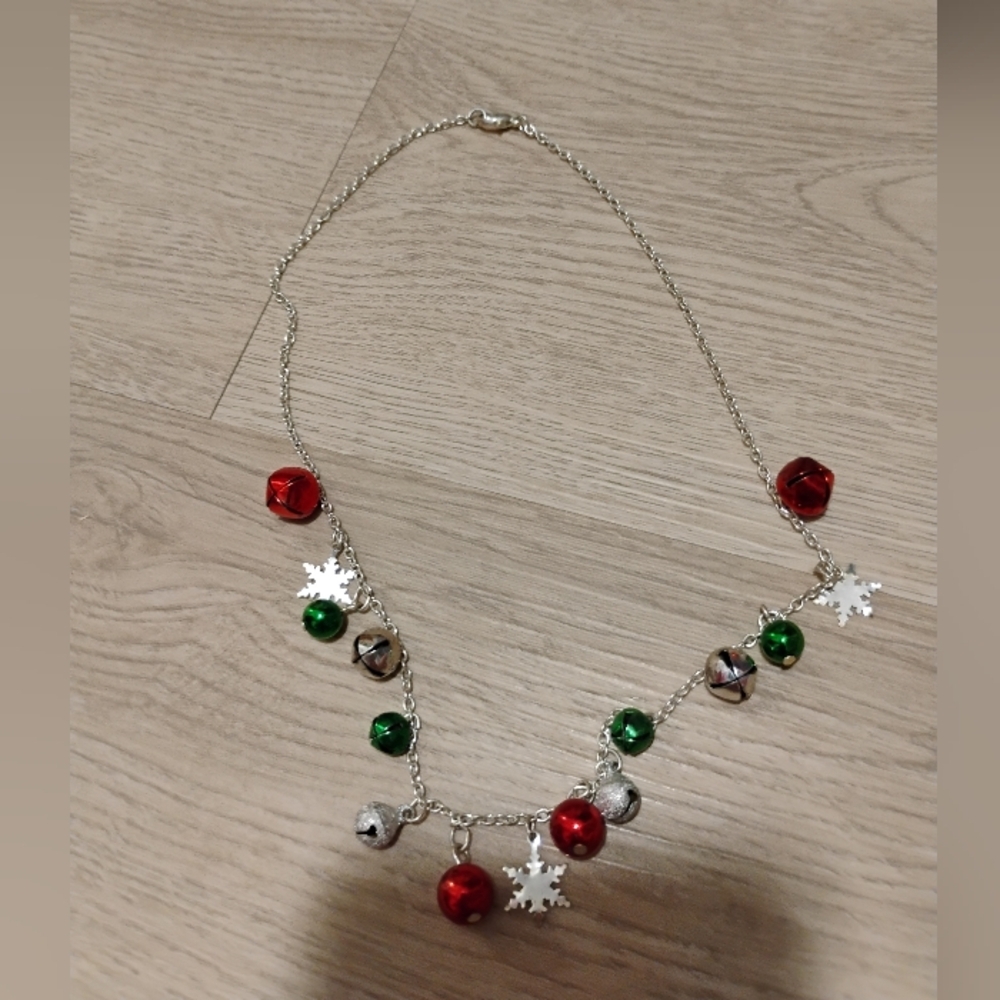 Festive Silver and Red Necklace